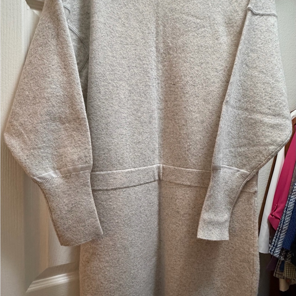 Reiss Gray-White Wool-Blend Sweater Dress